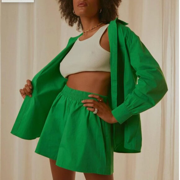 Peppermayo green two piece button down Shirt + Shorts size US 2 - Picture 2 of 4